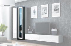 Витрина навесная VIGO Cama 180 Стекло Серый Мат / Белый Глянец реальная фотография