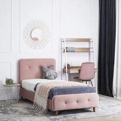 Кровать MIKEL Velvet Mebel Elite 90x200 Розовый реальная фотография