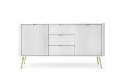 Комод Perfect Home Зова/Zova 2-дверный с 3 ящиками и золотыми ножками KSZ168 Белый реальная фотография