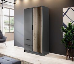 Шкаф для одежды Perfect Home Нелли / Nelly 2D 2-дверный Графит/дуб артизан реальная фотография