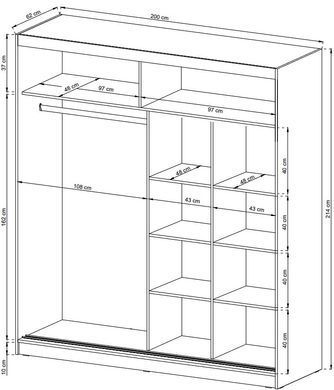 Шафа-купе Perfect Home Мая III / Maja III 200 2-дверна з дзеркалом Графіт жива фотографія