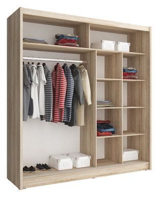 Шкаф-купе Perfect Home Май III / Maja III 200 2-дверный с зеркалом Дуб сонома реальная фотография