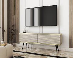 Тумба под телевизор Perfect Home Оро/Oro 2-дверная с черными ножками RTV135 MDF Бежевый реальная фотография