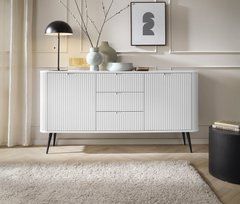 Комод Perfect Home Зова/Zova 2-дверный с 3 ящиками и черными ножками KSZ168 Белый реальная фотография