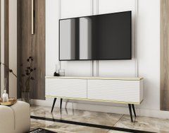 Тумба под телевизор Perfect Home Оро/Oro 2-дверная с черными ножками RTV135 MDF Белый реальная фотография