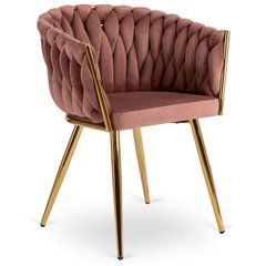 Стілець оксамитовий MEBEL ELITE CAPI Velvet Рожевий / Золотий жива фотографія