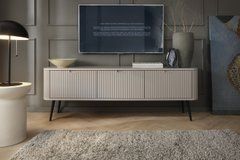 Тумба під телевізор Perfect Home Зова / Zova 3-дверна з чорними ніжками RTV168 Кашемір жива фотографія
