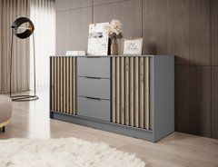 Комод Perfect Home Неллі / Nelly 3D 2-дверний з 3 шухлядами Сірий/дуб артизан жива фотографія