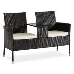 Садовый диван MEBEL ELITE KENT 129 см, коричневый/ротанг. реальная фотография