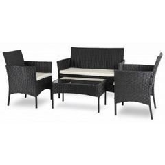 Набор садовой мебели MEBEL ELITE MISSISSIPI (диван + 2 кресла + стол) черный/бежевый
