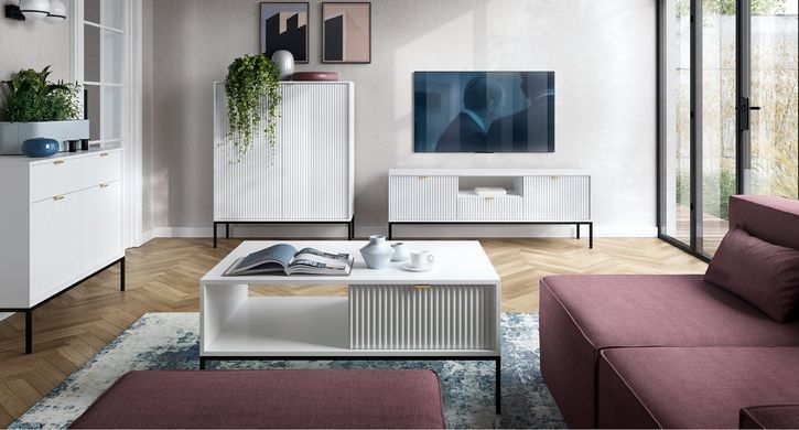 Комод высокий Perfect Home Новая/Nova 2-дверный с черными ножками K104 Белый реальная фотография