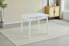 Стіл Обідній ASKOLD CERAMIC Snow white Matt (White leg) Bjorn 120(160)х80 Білий Ефект Мармуру жива фотографія