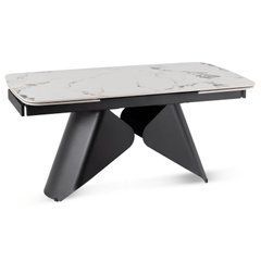 Керамический раскладной стол VERONA Mebel Elite 160(240)х90 Белый мрамор/черный реальная фотография