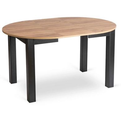 MEBEL ELITE Комплект HARRY Стіл 102-142 см Дуб Крафт/Чорний та 4 стільці PERU 2 Чорний жива фотографія