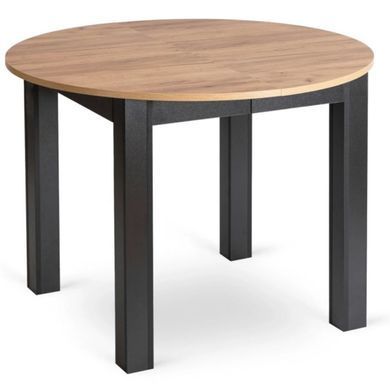 MEBEL ELITE Комплект HARRY Стіл 102-142 см Дуб Крафт/Чорний та 4 стільці PERU 2 Чорний жива фотографія