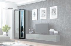 Витрина навесная VIGO Cama 180 Стекло Серый Мат / Серый Глянец реальная фотография