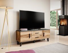 ТВ Тумба LOTTA 2D2S RTV Cama 140 Чорний Мат / Дуб Вотан жива фотографія