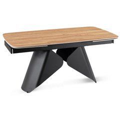 Керамический раскладной стол VERONA Mebel Elite 160(240)х90 Дуб/Черный реальная фотография