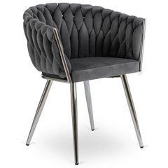 Стілець оксамитовий MEBEL ELITE SORELLA Velvet Сірий / хром жива фотографія
