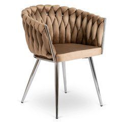 Стілець оксамитовий MEBEL ELITE SORELLA Velvet Бежевий / хром жива фотографія