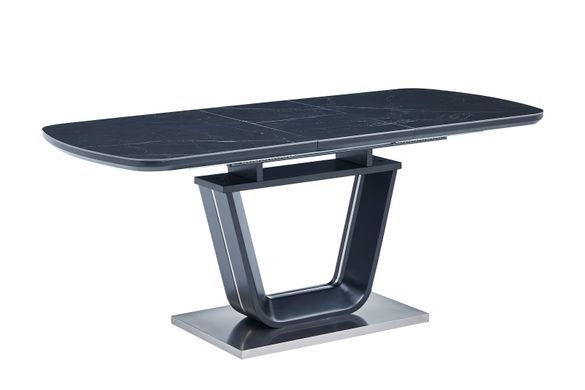 Стол Обеденный GUSTAF CERAMIC Shks Black Matt Bjorn 140(180)х80 Черный Эффект Мрамора реальная фотография