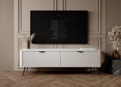Тумба под телевизор Perfect Home Ланте/Lante 2-дверная с черными ножками 2D/163 Белый реальная фотография