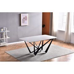 Стол DALI CERAMIC Intarsio 180х90 Белый Эффект Мрамора реальная фотография