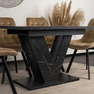 Стіл MEBEL ELITE CLARK 120-160х80 см Чорний мармур жива фотографія
