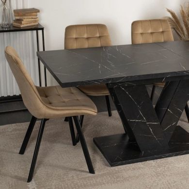 Стіл MEBEL ELITE CLARK 120-160х80 см Чорний мармур жива фотографія
