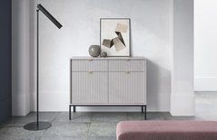 Комод Perfect Home Новая/Nova 2-дверный с 2 ​​ящиками и черными ножками KSZ104 Серый реальная фотография