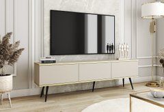 Тумба под телевизор Perfect Home Оро/Oro 3-дверная с черными ножками RTV175 Бежевый реальная фотография