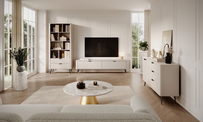 Комод Perfect Home Ланте/Lante 1-дверный с 3 ящиками и черными ножками 1D3S/138 Беж реальная фотография