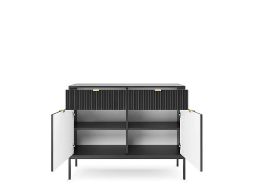 Комод Perfect Home Новая/Nova 2-дверный с 2 ​​ящиками и черными ножками KSZ104 Черный реальная фотография