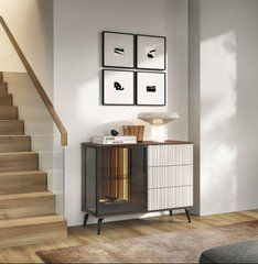 Комод с подсветкой Вичи / Vici KSZ103 1-дверный с 3 ящиками Perfect Home Польша реальная фотография