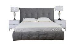 Ліжко ТЕАНА Velvet Prestol 180x200 Сірий жива фотографія