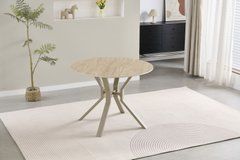 Стіл Обідній DALAS CERAMIC Roman Stone Matt + Sahara Bjorn 100х100 Беж Ефект Мармуру жива фотографія