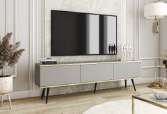 Тумба под телевизор Perfect Home Оро/Oro 3-дверная с черными ножками RTV175 Серый реальная фотография