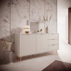 Комод Perfect Home Ланте/Lante 2-дверный с 3 ящиками и золотыми ножками 2D3S/163 Беж реальная фотография
