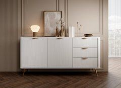Комод Perfect Home Ланте/Lante 2-дверный с 3 ящиками и золотыми ножками 2D3S/163 Белый реальная фотография