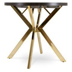 Стол раскладной MEBEL ELITE DORIAN 80(160)х80 см черный/золотой реальная фотография