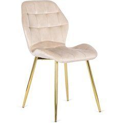 Стілець оксамитовий MEBEL ELITE LUCKY Velvet Бежевий / Золотий жива фотографія