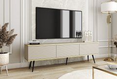 Тумба под телевизор Perfect Home Оро/Oro 3-дверная с черными ножками RTV175 MDF Бежевый реальная фотография