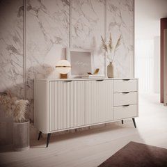 Комод Perfect Home Ланте/Lante 2-дверный с 3 ящиками и черными ножками 2D3S/163 Беж реальная фотография