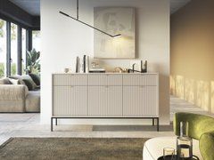 Комод Perfect Home Новая/Nova 3-дверный с 3 ящиками и черными ножками KSZ154 Кашемир реальная фотография