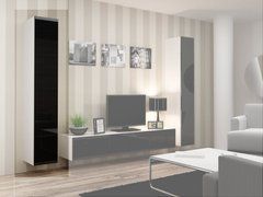 Витрина навесная VIGO Cama 180 Белый Мат / Черный Глянец реальная фотография