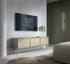 Тумба під ТВ Perfect Home Форест / Forest RTV158 3-дверна Евкаліпт/ялиця сканді жива фотографія