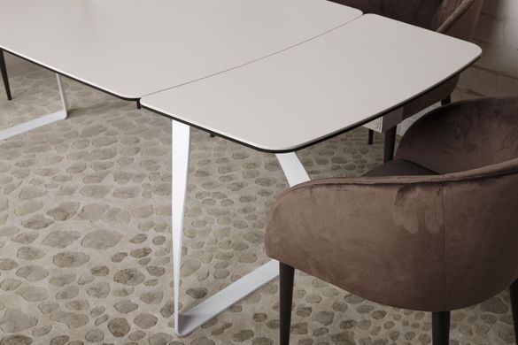 Стіл обідній LONDON Nicolas 160/240x90x75 Кераміка Молочний жива фотографія