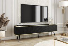 Тумба под телевизор Perfect Home Оро/Oro 3-дверная с черными ножками RTV175 MDF Черный реальная фотография