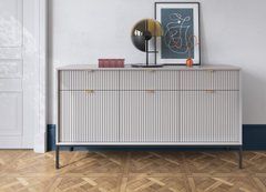 Комод Perfect Home Новая/Nova 3-дверный с 3 ящиками и черными ножками KSZ154 Серый реальная фотография