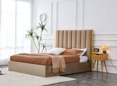 Кровать PALAZZO VELVET Halmar 160*200 Бежевый/золотой реальная фотография